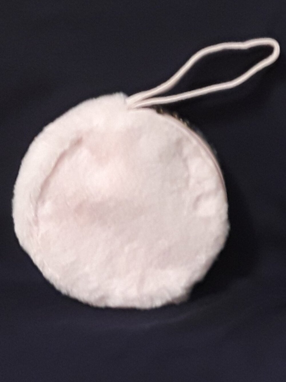 Wristlet Fuzzy Pastel Pink Round Pouch Plush Circular Zip Bag 7.5 Inch